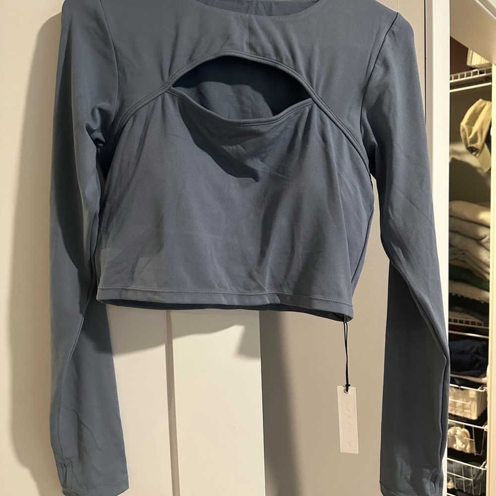 Paragon Fitwear Blue Long Sleeve Crop Top with Cut Out